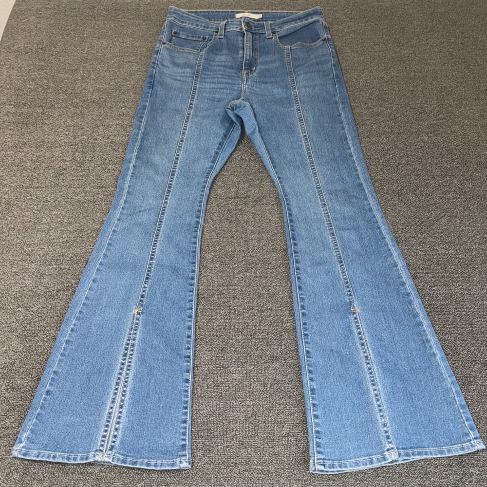 Levis 726 High Rise Flare Jeans Blue Medium Wash Front Seam Women's 30 Western